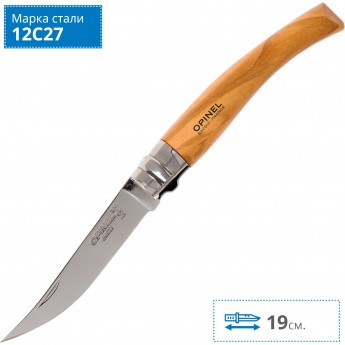 Нож филейный OPINEL №8, нержавеющая сталь, рукоять оливковое дерево 001144